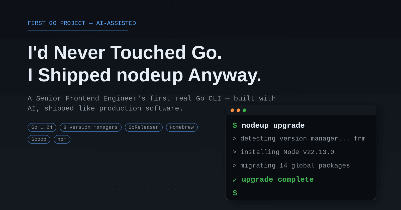 I'm a Frontend Engineer Who'd Never Touched Go. I Shipped a Real Go CLI Tool Anyway — Here's What That Actually Looked Like